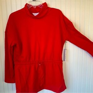 Liz Claiborne (NWT) (M) Mock Neck Long Sleeve Tunic Top, Red w/fleece lining